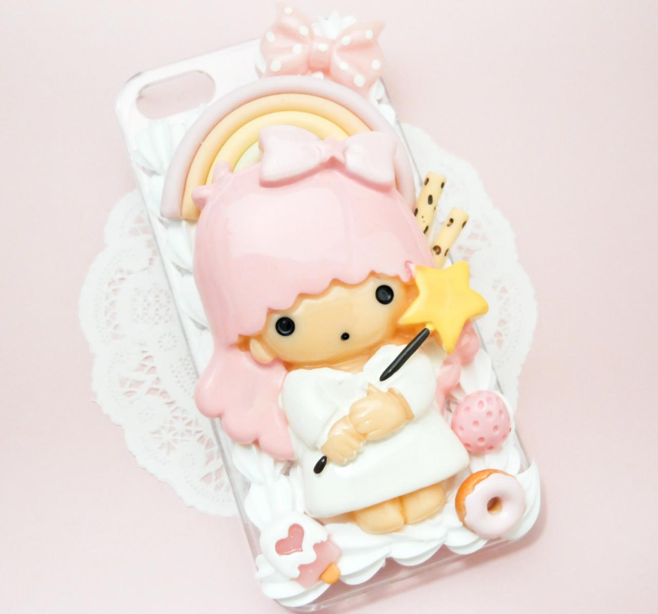 Made To Order Little Twin Star Lala Sweet Rainbow Pink Whipped Cream Handmade Custom Iphone Samsung Decoden Case