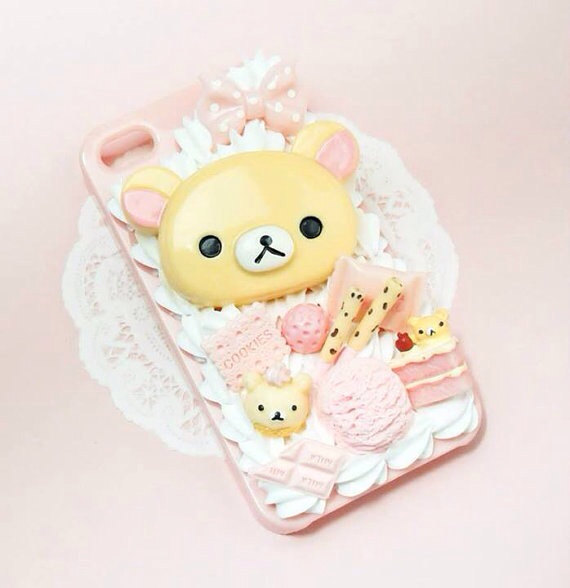 Made To Order Kuma Bear Kawaii Pink Cake Sweets Whipped Cream Handmade Custom Iphone Samsung Decoden Case